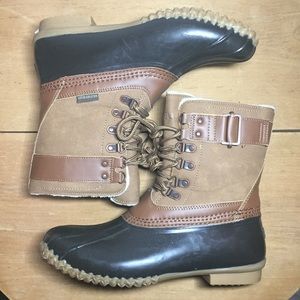 Camel/Tan Rubber Rain/Winter Mid Calf Boots